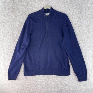 Foxcroft Solid Blue Knit Half Zip Sweater Mens Long Sleeve 100% Cotton Size XXL‎